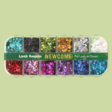 12 Grids Mix Color Shape Lash Sequins for Lash Nail Art