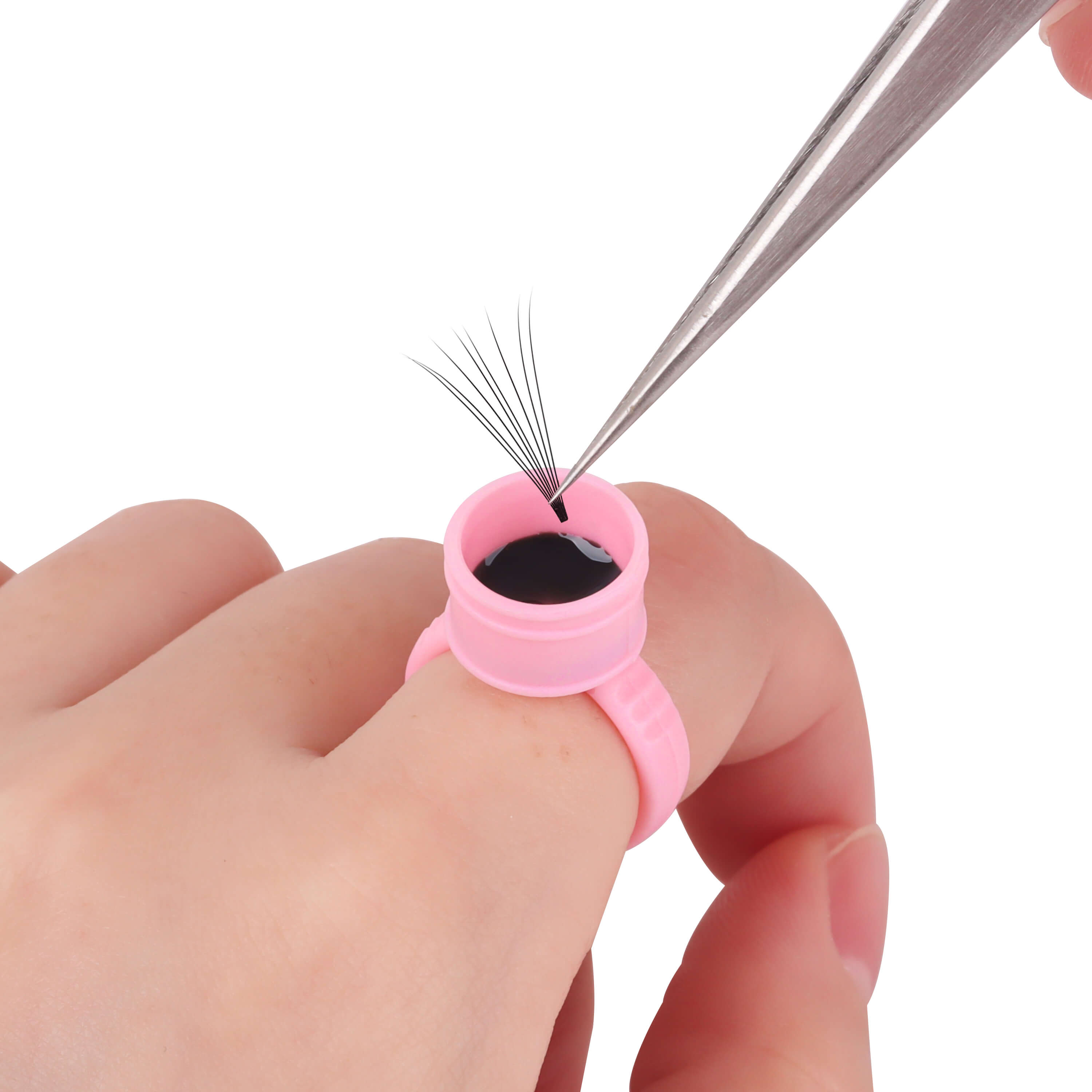 100 PCS Deep Surface Glue Cups Ring Medium Size newcomelashes