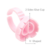 100 PCS Sweet Heart V-Shaped Glue Cups Ring newcomelashes