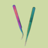 2 PCS Colorfully Straight / Curved Tweezers newcomelashes