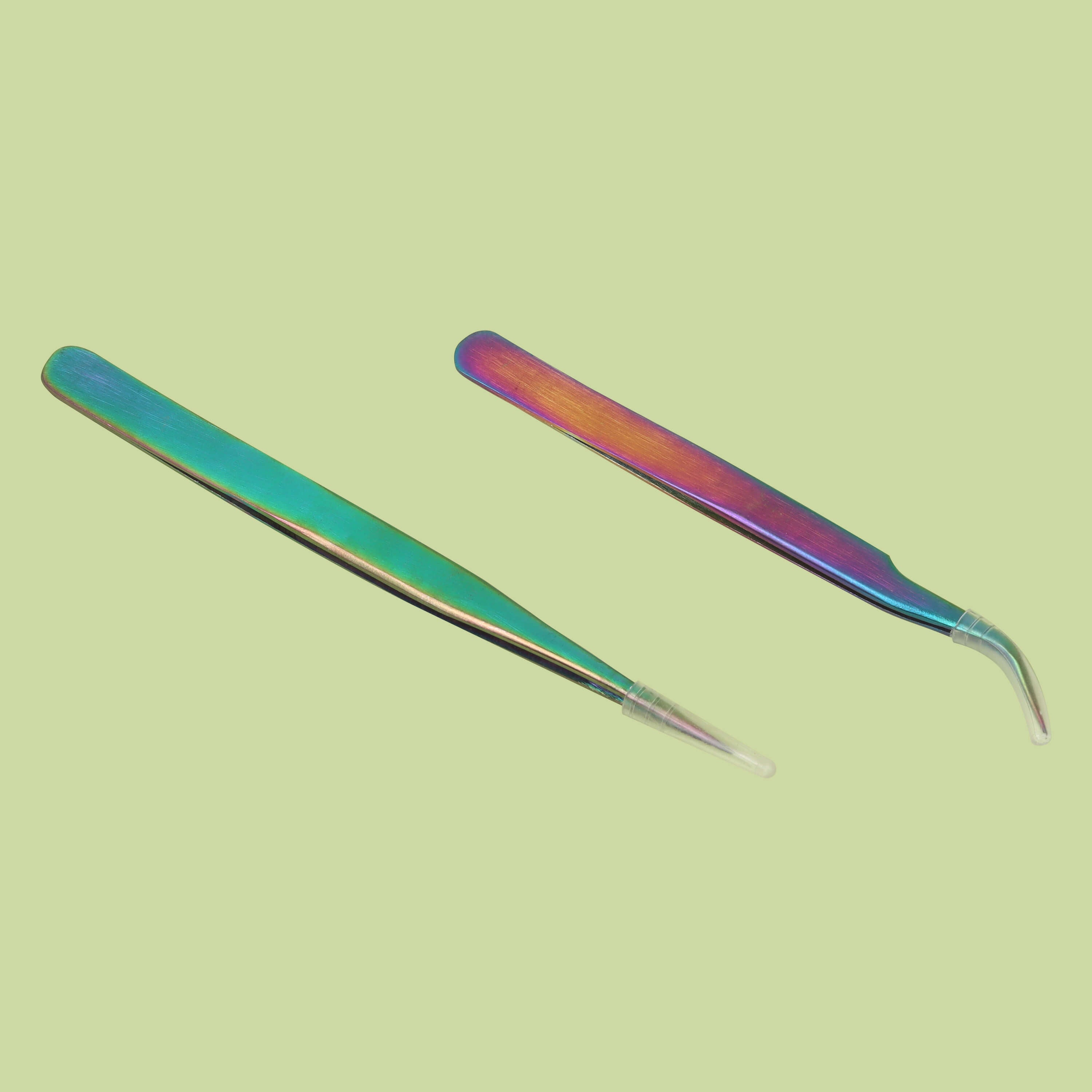 2 PCS Colorfully Straight / Curved Tweezers newcomelashes
