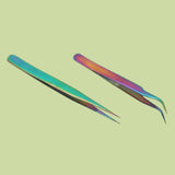 2 PCS Colorfully Straight / Curved Tweezers newcomelashes