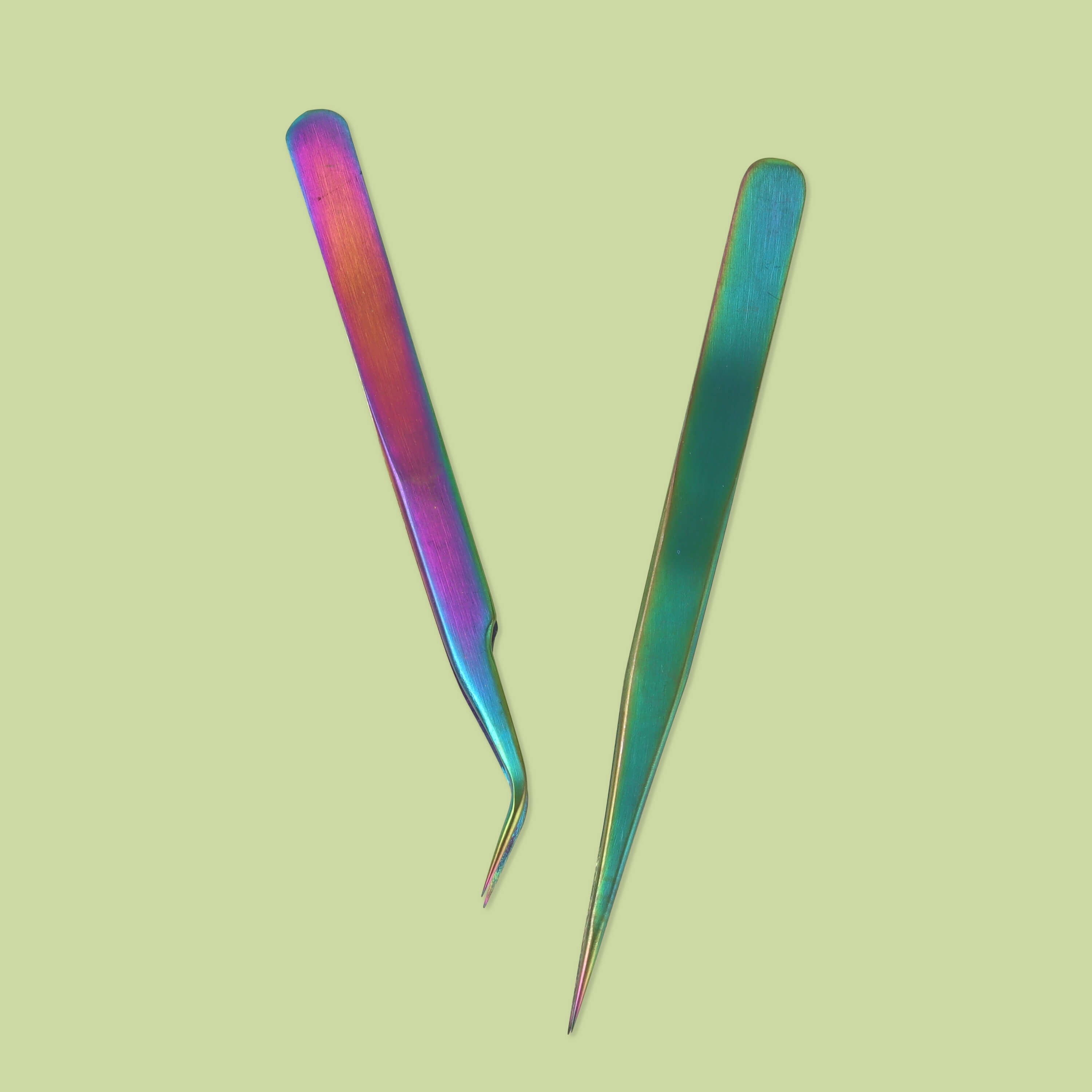 2 PCS Colorfully Straight / Curved Tweezers newcomelashes