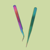 2 PCS Colorfully Straight / Curved Tweezers newcomelashes